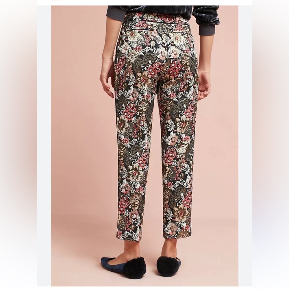 Anthropologie Maeve Jacquard Metallic Slim Trousers - Picture 3 of 11